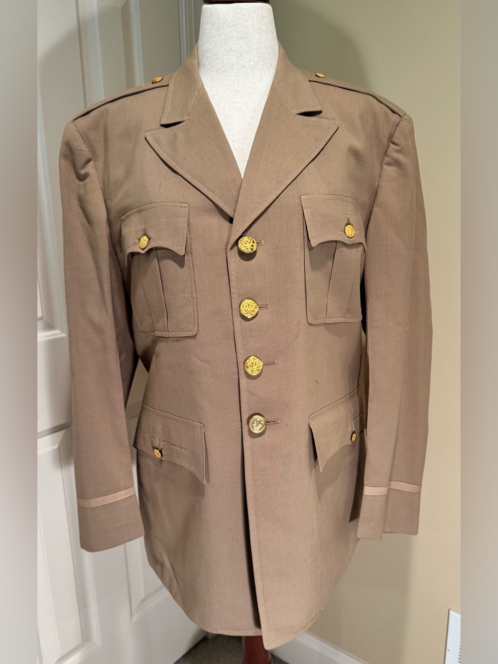 Military-Style Tan Dress Jacket
